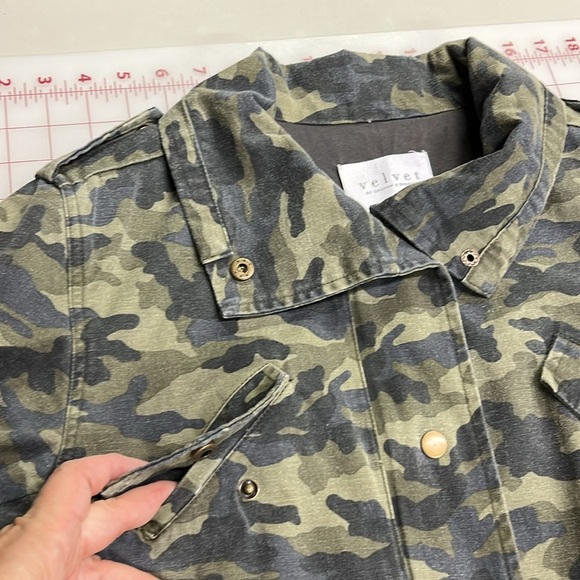 VELVET by GRAHAM & SPENCER Cotton Camo Drawstring Zip/Snap Casual Jacket SZ S - Picture 5 of 16